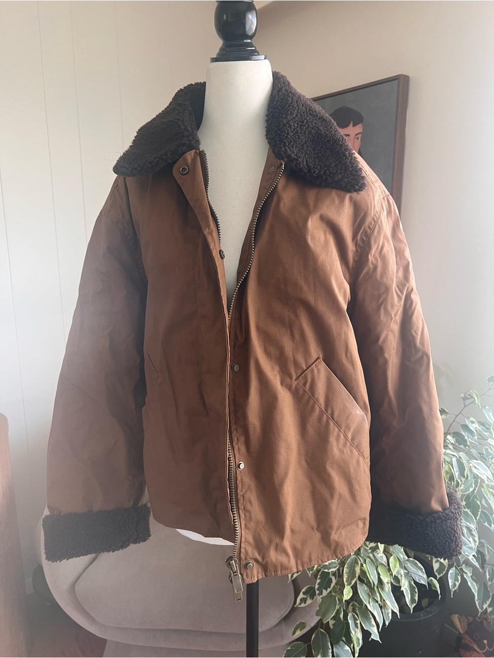 Brown Sherpa Collar Winter Jacket